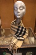 An as new Burberry sequined check cashmere scarf (Article 8050535 - RRP £484).