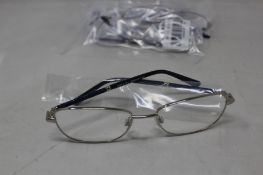 Five pairs of women's Palazzo SP11 C1 50 - 16 -130 silver metal glasses frames with blue sparkle