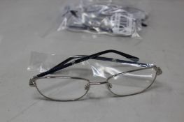 Five pairs of women's Palazzo SP11 C1 50 - 16 -130 silver metal glasses frames with blue sparkle