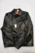 A Beaumont black Vegan leather motor jacket (Size L).