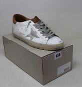 A pair of as new Golden Goose Super-Star Classic with Spur sneakers in White/Ice/Light Brown (Size