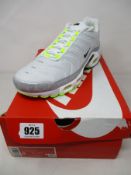 A pair of men's Nike Air Max Plus Pure Platinum/Black Wolf Grey White trainers (Size UK 7).