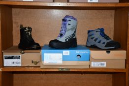 A pair of Dr Martens 1460 Serena Leo Jnr Side Zipper Lined Boots (UK youth 13), a pair of Columbia