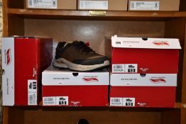 Four pairs of as new Sketcher Arch Fit Baxter Yoren trainers in Dark Brown (All Size UK 12).