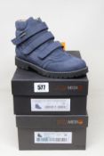 Two pairs of children's boxed as new Calzamedi boots EU 34 (4203:0202 in blue W 4 and 4201:0101 in