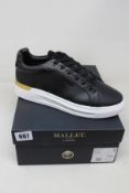 A pair of as new Mallet London GFTR Lo Top Sneakers in Black Leather (Size 9).
