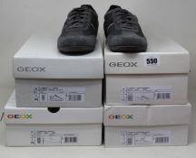 Five pairs of adults Geox shoes/trainers in various styles and sizes (One pair unboxed) (Some damage