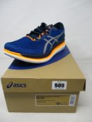 A pair of men's boxed as new Asics GlideRide 2 Lite Show Running Shoes in blue (UK 8.5).