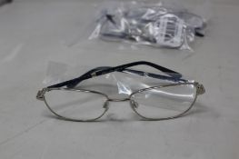 Five pairs of women's Palazzo SP11 C1 50 - 16 -130 silver metal glasses frames with blue sparkle
