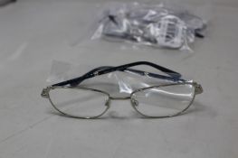 Five pairs of women's Palazzo SP11 C1 50 - 16 -130 silver metal glasses frames with blue sparkle