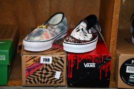 A pair of House of Horror Friday The 13th glow in the dark classic slip on Vans, released Date