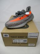 A pair of boxed as new Adidas Yeezy Boost 350 V2 in Beluga Reflective with authentication tag (UK