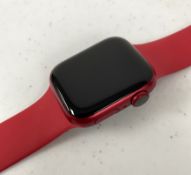 A pre-owned Apple Watch Series 7 GPS 41mm (PRODUCT)RED Edition Aluminium Case with M/L Red Sport Ban