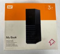 A boxed as new Western Digital My Book 3TB Desktop Hard Drive (Box sealed) (EAN: 718037850924).
