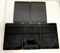SOLD FOR PARTS: Five pre-owned Apple iPads in Space Grey; 2 x Apple iPad 10.2