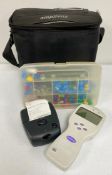A pre-owned Amplivox Otowave 102-1 Hand-Held Tympanometer with assorted ear tips, an Able Systems Wi