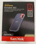 A boxed as new SanDisk Extreme 1TB Portable External SSD )Box sealed) (EAN: 619659182557).