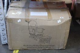 An as new Obaby Reclining Chair with Stool Nursery Chair in White with Grey Cushion.