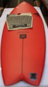A Firewire Sunday Machado Helium 2 Red Futures Surfboard (NOTE: Item has some damage to the deck
