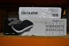 A boxed as new WeightWorld Circulator and an as new WeightWorld Exercise Vibration Machine.