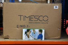 One hundred boxed as new Timesco Ruby Nurses Stethoscopes.