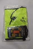 Five high visible green Swim Buoy tow float dry bags and water proof phone case included.