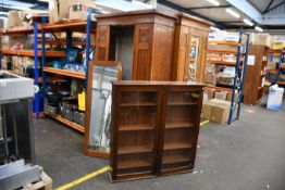 An Edwardian Oak Wardrobe with a mirror door and one drawer (H)203 x (W)87 x (D)41cm, an Edwardian