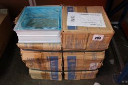 Ten as new Fuchs glass blocks, cloud azure (blue) 19x19x8cm.