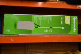A boxed as new Greenworks 24V Battery Powered Pole Saw, 1x 24Ah battery and 2x 24V charger