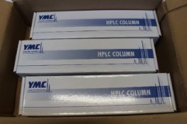 Three boxed as new YMC-Pack Pro C8 Column, 100 X 3.0mml.D. S-3µm, 12nm (REF: 0S12S03-1003WT).