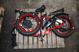 A pre-owned VTUVIA V-SF20 Fat Wheel E-Bike in Red (NOTE: Item has not been assembled and has some