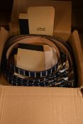 Seventeen men's as new Robert Charles Leather Patchwork Belts (7 blue, 10 brown, various sizes).