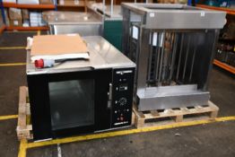 A pre-owned Tom Chandley Convecta TC5 bake off oven with rack stand.