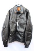 A Beaumont black vegan leather motor jacket (Size L).