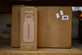 Twelve boxed as new Muuki Daily Bottle Glass + Silicone, 720ml, in Desert Rose.