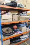 A large quantity of sports/fitness equipment and other related items.