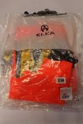 Four as new ELKA 177302J Junior Bib & Brace Trousers in fluorescent orange and navy (Sizes 10 x 1, 8