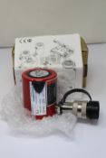 A boxed as new BVA Hydraulics HL1001 10 ton low profile cylinder (10,000 PSI, 700 BAR).