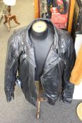 An as new Bikers Gear Australia leather biker jacket with protection built in pads (Size 4XL).