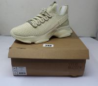A pair of Steve Madden Maxilla - R Bone fabric trainers (Size UK 8) (Outer box damaged).