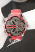 A man's as new Diesel DZ7370 Daddy 2.0 Red Chronograph 57mm Watch (No Case).