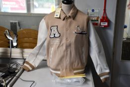 An as new Axel Arigato Mayday Varsity bomber jacket in beige (L).