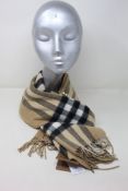 An as new Burberry sequined check cashmere scarf (Article 8050535 - RRP £484).