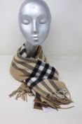 An as new Burberry sequined check cashmere scarf (Article 8050535 - RRP £484).