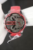A man's as new Diesel DZ7370 Daddy 2.0 Red Chronograph 57mm Watch (No Case).