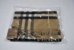 An as new Burberry sequined check cashmere scarf (Article 8050535 - RRP £484).