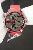 A man's as new Diesel DZ7370 Daddy 2.0 Red Chronograph 57mm Watch (No Case).