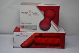 A Power Plate Dual Sphere Body Massager and a Power Plate Vibrating Foam Roller, both boxed as new.