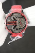 A man's as new Diesel DZ7370 Daddy 2.0 Red Chronograph 57mm Watch (No Case).