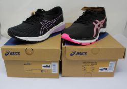 Two pairs of women's boxed as new Asics running shoes: GT-800 and Gel-Phoenix 10, both UK 6.5 (